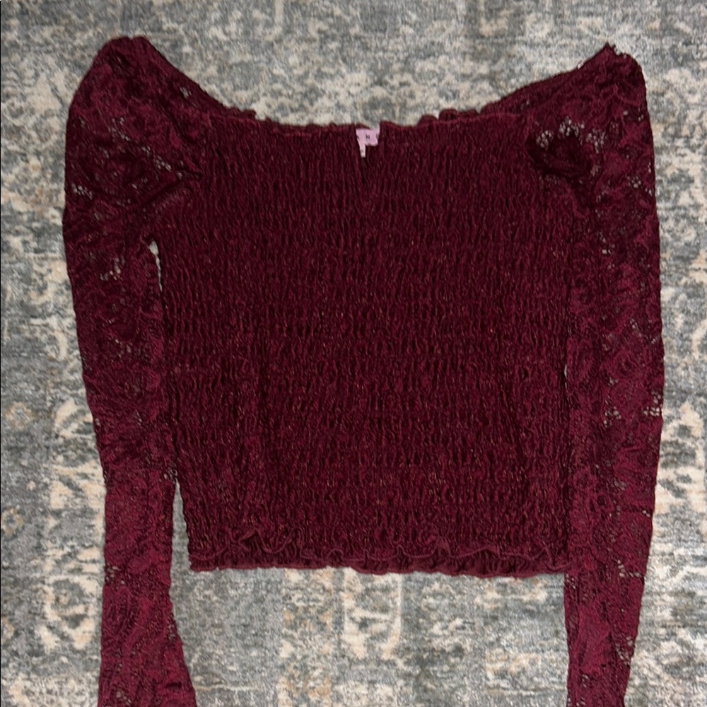 Burgundy Lace Long Sleeve Top